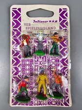 DDR VEB Spielzeugland Blister lila Karte Gummi Indianer, Cowboys OVP