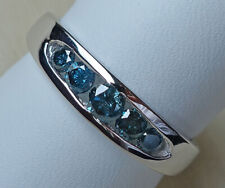 Fancy Blau ♦️ Brillant Ring aus 375 Gold Ring mit Brillanten Diamant Gr 63 8634