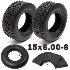 2x Reifenmantel 2x Schlauch 15x6.00-6 4pr Rasentraktor Aufsitzmäher Rasenmäher