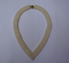 Modeschmuck: Perlenkette mit Steck-Verschluss - 18 mm breit - helles creme