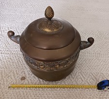 antiker Messingtopf Topf Bowle Messing Durchmesser innen 29 cm Höhe 34 cm Deckel