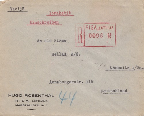Lettland 1929 einschreiben - lettland:, 1929: