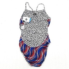Arena Damen Sport Badeanzug Spirograph Wendbar multi black 40 Schwimmbekleidung 