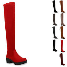 Damen Klassische Stiefel Overknees Boots Plateau Vorne 902045 New Look