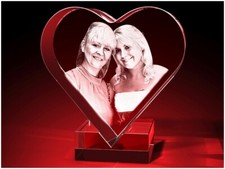 3D Glas Gravur Herz Foto Laser