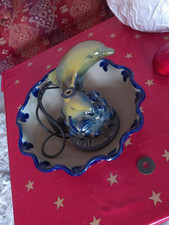 sehr schöner Tisch Brunnen Zimmerbrunnen mit 2 Delphinen Handarbeit Salzglasur