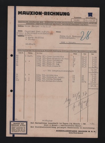 Saalfeld saale rechnung 1937 - rechnung,