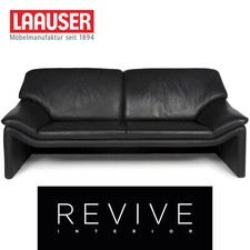 Laauser Atlanta Leder Sofa Schwarz Dreisitzer Couch