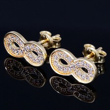 Goldohrstecker Zirkonia 585er 14 K Echt GOLD Unendlichkeitszeichen Infinity NEU