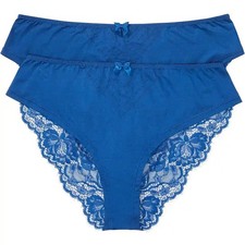 2er Pack Brazil-Slip mit Glanzeffekt Gr. 52/54 Blau String Dessous Unterhose Neu
