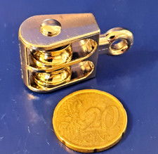 Doppel-Rollenblock L: 36,5mm B:22mm D:13,5 Metall vercromt, Rolle Messing funkt.