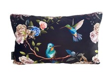 Westwing Deko Samt Kissen Vögel Rosen Blumen Kolibri | Neuwertig