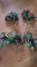 Adventsstrauß künstlich 6-teilig Tischdeko Zapfen Glocken Perlen Kugeln