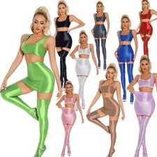 Damen Sets Party Outfits Ärmellos Oben Zuschneiden Cocktail Strümpfe Mini Rock