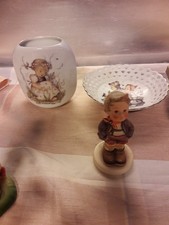  konvolut goebel  Hummel  Porzellan 4 Teile 1figuren+vase+wanduhr+schale selten