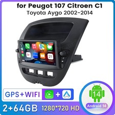 2+64G Carplay Android 14 Autoradio Für Peugot 107 Citroen C1 Toyota Aygo GPS DAB