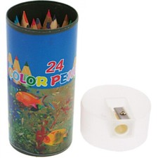 Buntstifte 24 Stück in Dose mit Spitzer 10,5x4,5cm Schulanfang (0,12 EUR/Stück)