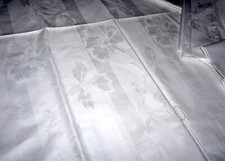 Bettwäsche Damast DDR 2 Bettbezüge 4 Kissen Blumen UNBENUTZT Monogramm "CD"