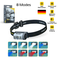 8 Modi LED Stirnlampe Blau Rot