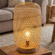 LED Steh Lampe Bambus-Geflecht