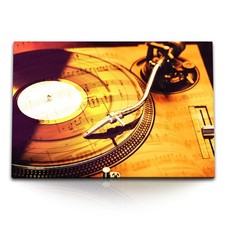 120x80cm Wandbild auf Leinwand Schallplattenspieler Schallplatte Vinyl Musik