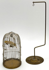 Vogelkäfig mit Halterung und Papagei - Miniatur für Puppenstube