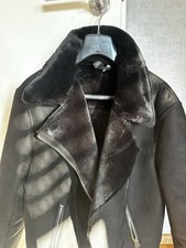 Winter-Damenjacke (Samtleder-Optik) Schwarz Gr 38 Neuwertig Top Zustand