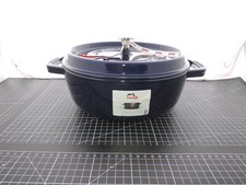 Staub Runder Bräter Shallow Cocotte Basse Ronde 26cm 3,8L blau bleu Gusseisen