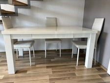 Esstisch mit 4 Stühlen 160*90 Tisch Weiss Klavierlack Esszimmertisch + 4 Stühle 