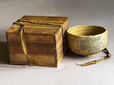 Chawan, Japan Teeschale, Bowl, handmade +Tomobako /Holzkiste, viel Wabi-Sabi !