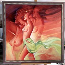 Ölgemälde Angel in Motion nach G. Ruzzon Öl Leinwand gerahmt 100 x 100