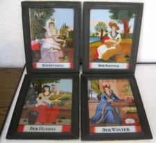 4 sehr alte Hinterglasbilder