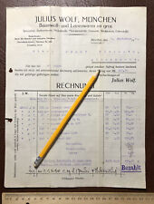 Julius Wolf München Möbel Stoff Weißware Drelle 1924 Rechnung Altenmarkt  1750