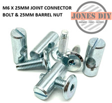 M6 x 25MM GELENKVERBINDERBOLZEN & 25MM KREUZDÜBELLAUFMUTTERN MÖBELBEFESTIGUNGEN