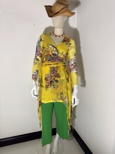 Traffic People Bluse 100% Seide Set Gelb/Bunt S