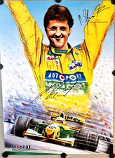POSTER KUNSTDRUCK MICHAEL SCHUMACHER MIT GEDRUCKTER UND ORIGINALER UNTERSCHRIFT