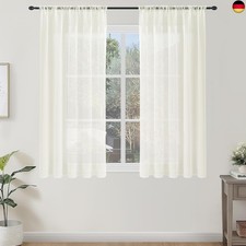 Topfinel Gardinen Kurz Vorhang Tunnelzug Stores Gardine Schals140 cm Hoch Voile