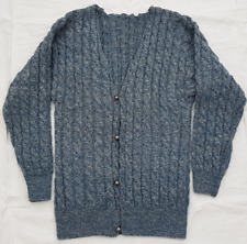 Neu Strick-Jacke Gr. S-M/36-38 handgestrickt Unikat blau weiß meliert Handarbeit
