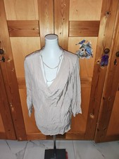 Drykorn Bluse Damen Oberteil Hemd Hemdbluse Gr. EU 36 Seide Beige