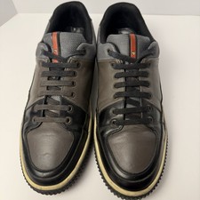 PRADA Black Gray Leather Lace