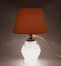 Vintage Tischlampe Beistell-Lampe Glasfuß beleuchtet 60er Jahre