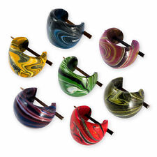 Holz-Ohrringe Creolen Batik