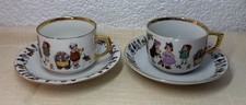 2x KIndergeschirr Tasse + Untertasse PMP Porzellanmanufaktur Plaue Goldrand 