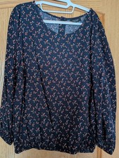 Damen Bluse dunkelblau, Blümchen, Gr.46/48 neuwertig, Ernstings Family