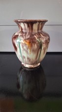 Vintage Keramikvase Germany 568/12 – braun/creme, Laufglasur, 60er