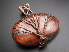 GJ69 GW CRAZY LACE ACHAT OVAL KUPFER DRAHT EDELSTEIN-ANHÄNGER TOP +KETTE / LEDER