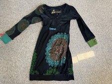 Desigual Freizeitkleid Blumen Midikleid Damen Gr. 38 M Mehrfarbig Langarm Kleid