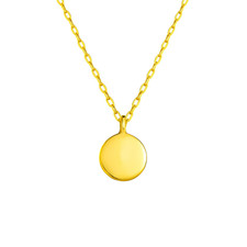 14K Gold Auf Sterlingsilber Rund Scheibe Kieselstein Kreis Kette Minimal Schmuck