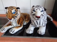 2 große Plüschtiere brauner und weißer Tiger super schön