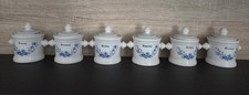 6 Keramik-Vorratsosen,Gewürzdosen Im Weiß Blau Zwiebelmuster.
